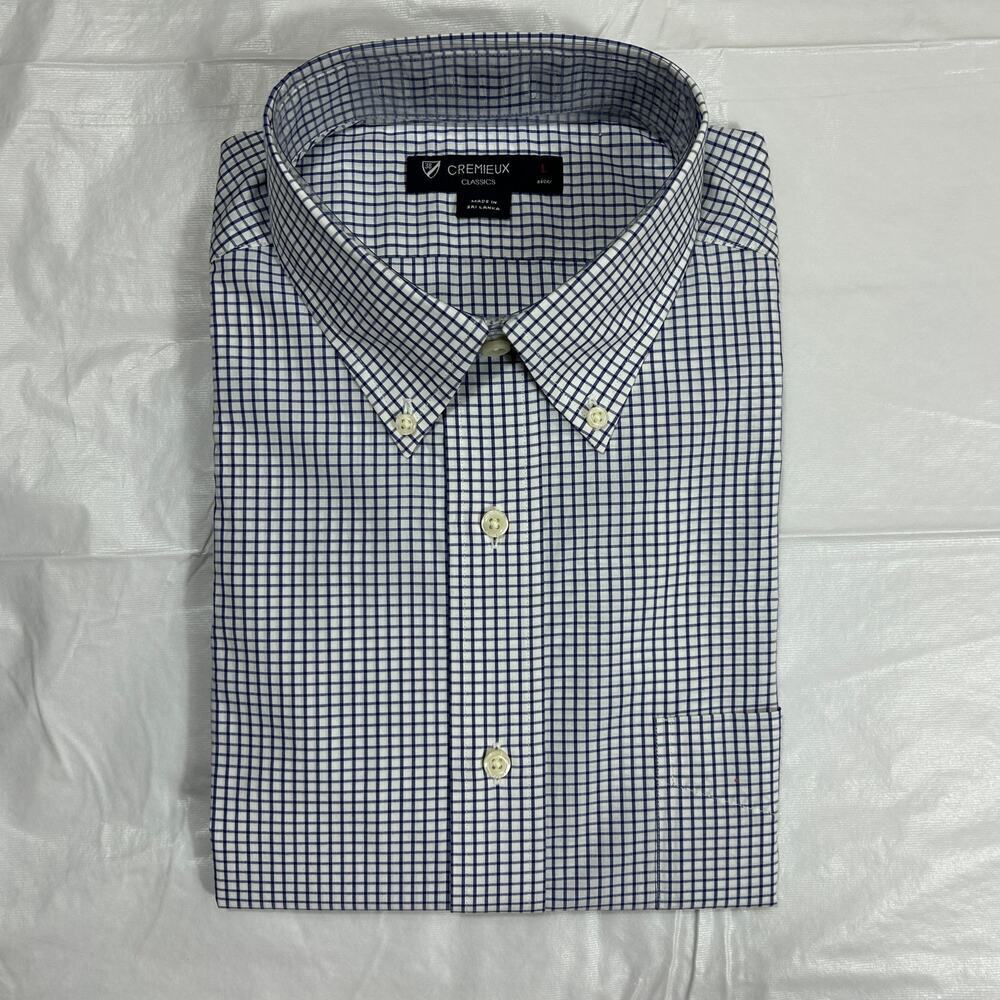 NWT Daniel Cremieux Classics Men's Large Blue White Graph Paper Dress Shirt - Picture 2 of 5